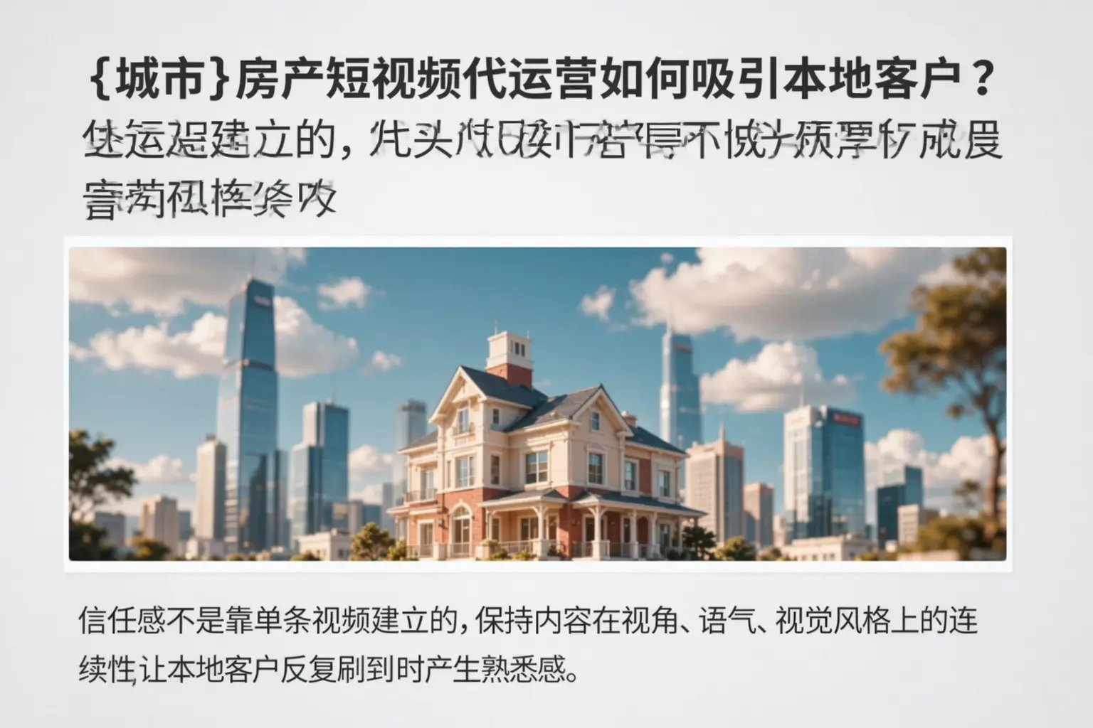 曹县房产短视频代运营如何吸引本地客户？